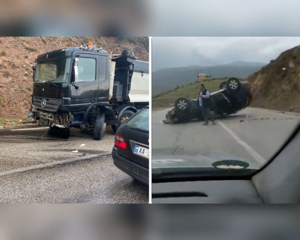 Në mes të rrugës për në Qafethanë hedhin vaj, pas një aksidenti e pëson një tjetêr automjet (VIDEO)